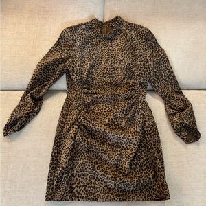 Zara Leopard Print Dress like new; size 8/10; stretchy corduroy material